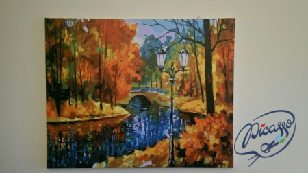 Set pictura pe numere, cu sasiu, Toamna in parc, 40x50 cm [2]