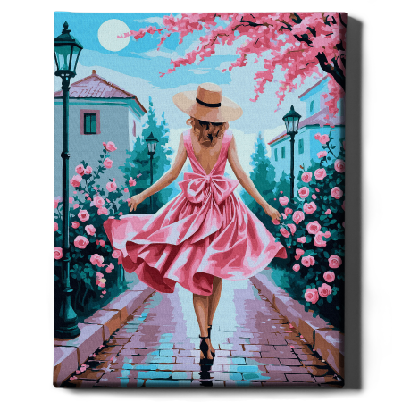 Set pictura pe numere, cu sasiu, Plimbare printre trandafiri, 40x50 cm [1]