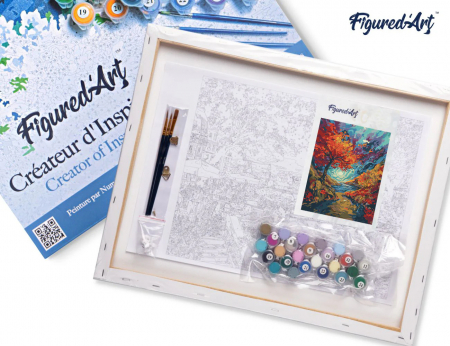 Set pictura pe numere, cu sasiu, Padure suprarealista inspiratie van Gogh, 40x50 cm [4]