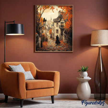 Set pictura pe numere, cu sasiu, Plimbare toamna in oras, 40x50 cm [2]