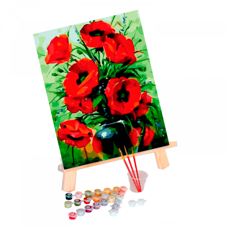 Set pictura pe numere, cu sasiu, Buchet de Maci, 40x50 cm [2]