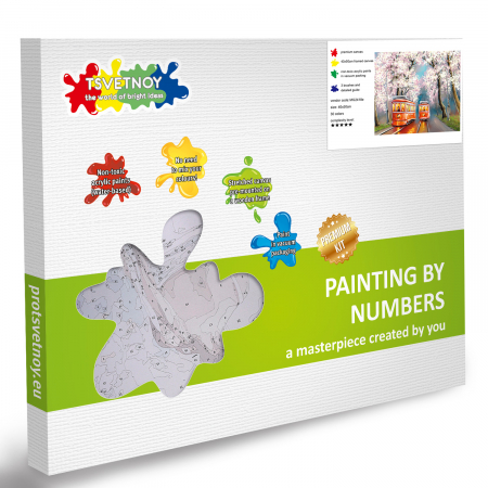 Set pictura pe numere, cu sasiu, Tramvai de primavara [3]