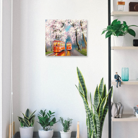 Set pictura pe numere, cu sasiu, Tramvai de primavara [4]