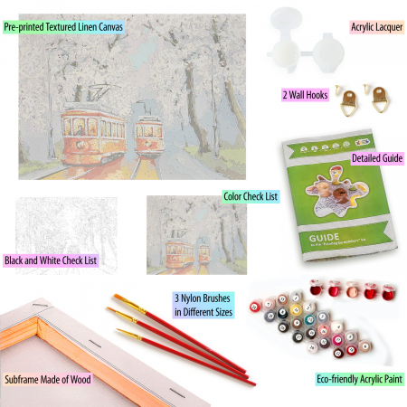 Set pictura pe numere, cu sasiu, Tramvai de primavara [2]