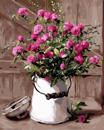 Set pictura pe numere, cu sasiu, Flori in ulcior, 40x50 cm [0]