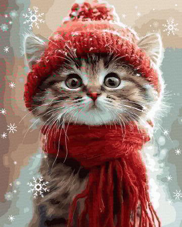 Picturi pe numere - Set pictura pe numere, cu sasiu, Mustati inghetate, 40x50 cm