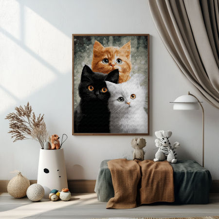 Set pictura pe numere, cu sasiu, Trio blanos, 40x50 cm [3]