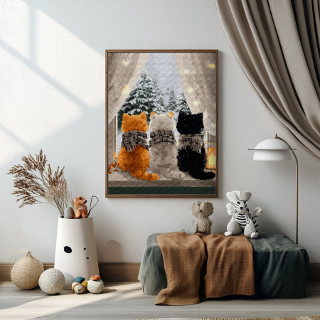 Set pictura pe numere, cu sasiu, Trio blanos la fereastra 2, 40x50 cm [3]