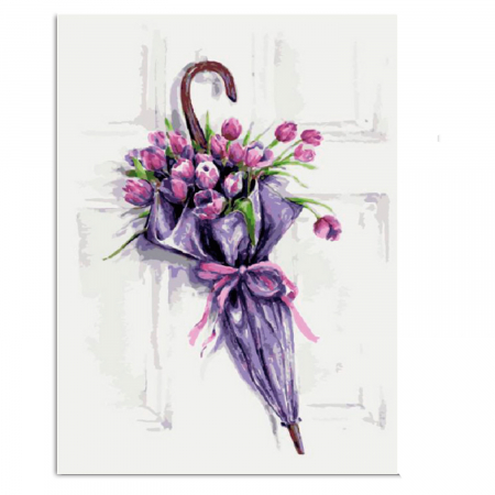 Set pictura pe numere, cu sasiu, Umbrela cu Flori [0]