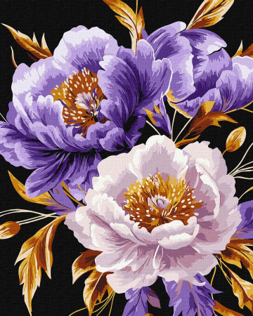 Dimensiune clasica 40x50cm - Set pictura pe numere, cu sasiu, Mov elegant - vopsele metalizate, 40x50 cm