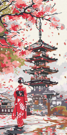 Picturi pe numere triptice și dimensiuni mari – tablouri cu impact vizual - Set pictura pe numere, cu sasiu, Undeva in Japonia, 40x80 cm