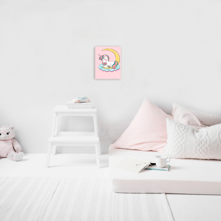 Pictura pe numere, cu sasiu, Unicorn visator 20x30cm [4]