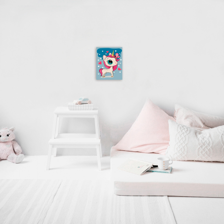 Pictura pe numere, cu sasiu, Unicornul magic 20x30cm [4]