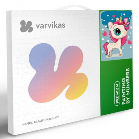 Pictura pe numere, cu sasiu, Unicornul magic 20x30cm [5]