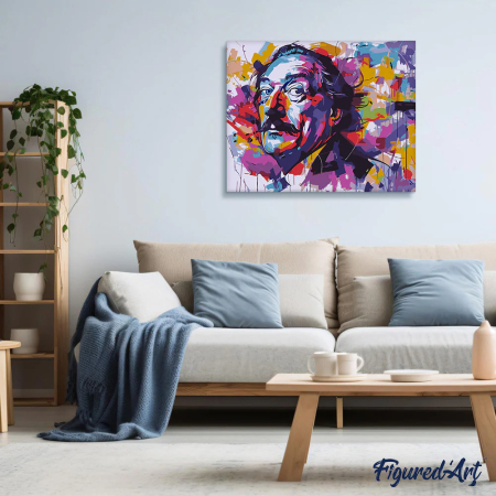 Set pictura pe numere, cu sasiu, Mustata lui Dali - street art, 40x50 cm [2]