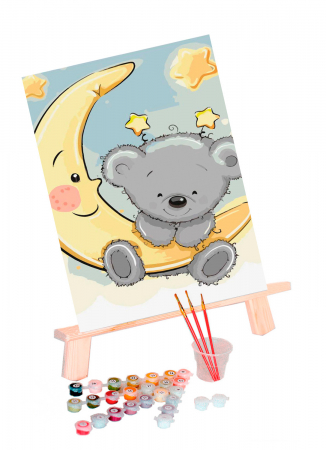 Set pictura pe numere, cu sasiu, Ursulet pe Luna [1]