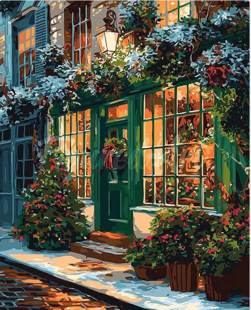 Picturi pe numere - Set pictura pe numere, cu sasiu, Usa in asteptarea Mosului, 40x50 cm