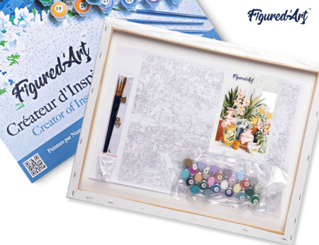 Set pictura pe numere, cu sasiu, Vase de lut si flori, 40x50 cm [6]