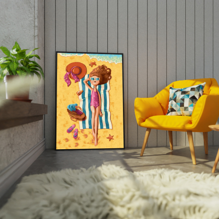 Set pictura pe numere, cu sasiu, Vacanta de vara, 40x50 cm [3]