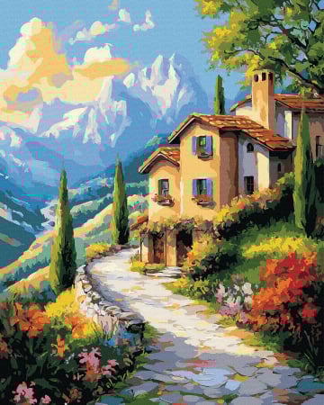 Picturi pe numere - Set pictura pe numere, cu sasiu, Casa in Toscana, 40x50 cm