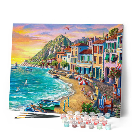 Set pictura pe numere, cu sasiu, Vacanta la mare 40x50 cm [1]