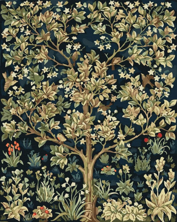 Set pictura pe numere, cu sasiu, Copacul pasarilor din padure, 40x50 cm [0]