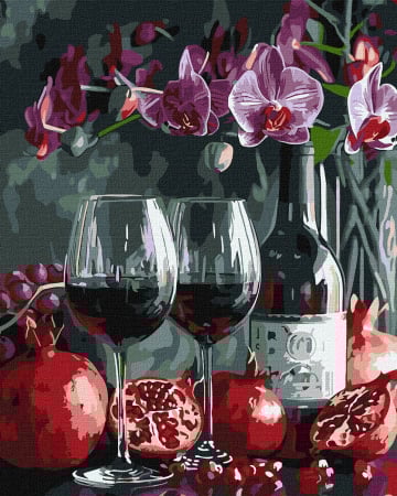 Dimensiune clasica 40x50cm - Set pictura pe numere, cu sasiu, Orhidee inflorite, 40x50 cm