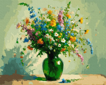 Picturi pe numere - Set pictura pe numere, cu sasiu, Acorduri verzi, 40x50 cm