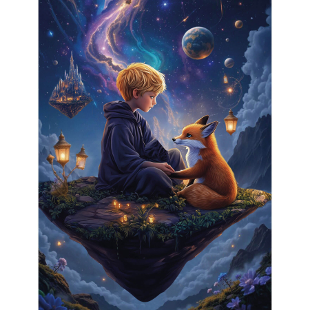 Dimensiune clasica 40x50cm - Set pictura pe numere, cu sasiu, Calatorie spre stele, 40x50 cm