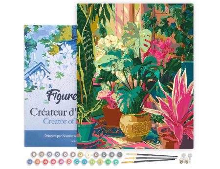 Set pictura pe numere, cu sasiu, Gradina interioara tropicala, 40x50 cm [1]