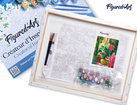 Set pictura pe numere, cu sasiu, Gradina interioara tropicala, 40x50 cm [6]