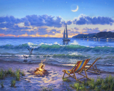 Set pictura pe numere, cu sasiu, Vedere de pe plaja, 40x50 cm [0]