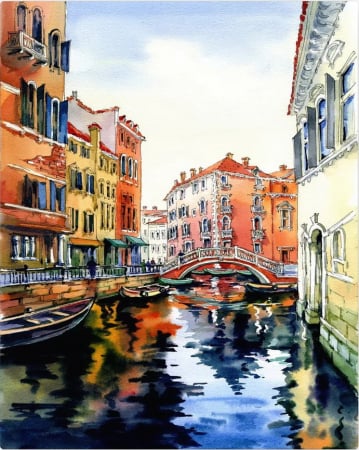 Dimensiune clasica 40x50cm - Set pictura pe numere, cu sasiu, Acuarela din Venetia, 40x50 cm