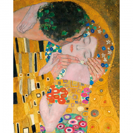 Dimensiune clasica 40x50cm - Set pictura pe numere, cu sasiu, Sarutul - detaliu, Klimt, 40x50 cm