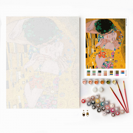 Set pictura pe numere, cu sasiu, Sarutul - detaliu, Klimt, 40x50 cm [4]