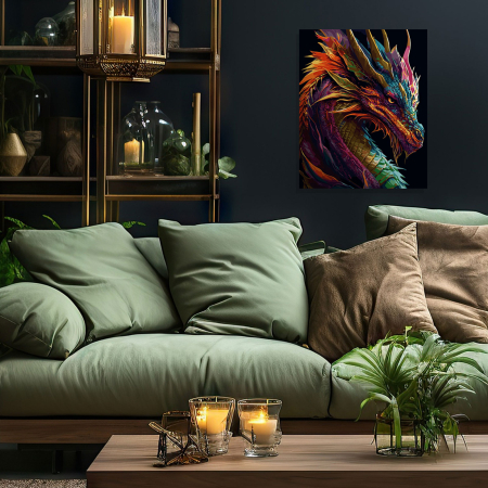 Set pictura pe numere, cu sasiu, Portret de dragon, 40x50 cm [3]