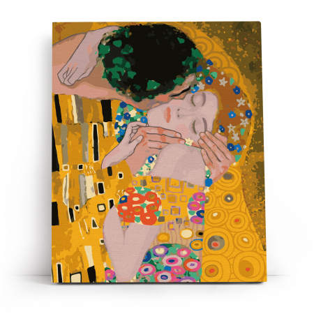 Set pictura pe numere, cu sasiu, Sarutul - detaliu, Klimt, 40x50 cm [3]