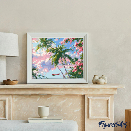 Set pictura pe numere, cu sasiu, Laguna tropicala, 40x50 cm [5]