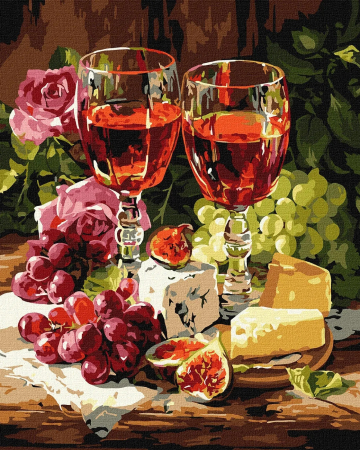 Picturi pe numere - Set pictura pe numere, cu sasiu, Vin si smochine, 40x50 cm