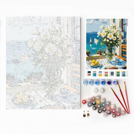 Set pictura pe numere, cu sasiu, Vedere la mare, 40x50 cm [2]