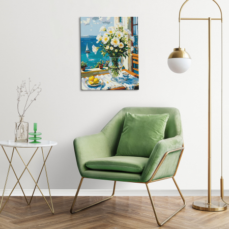 Set pictura pe numere, cu sasiu, Vedere la mare, 40x50 cm [4]