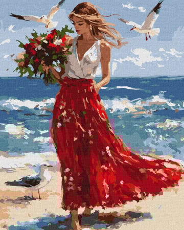 Picturi pe numere - Set pictura pe numere, cu sasiu, Valuri de libertate, 40x50 cm