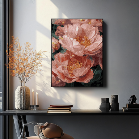 Set pictura pe numere, cu sasiu, Farmecul bujorilor, 40x50 cm [3]