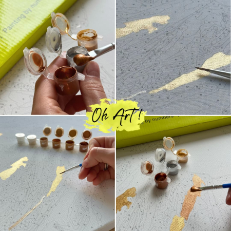 Set pictura pe numere, cu sasiu, Trandafiri aurii, 40x50 cm [4]