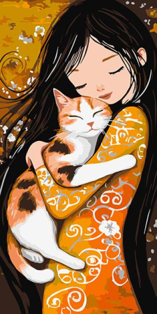 Picturi pe numere - Set pictura pe numere, cu sasiu, Dragoste de pisica, 40x80 cm