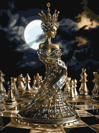 Picturi pe numere dimensiuni mici și medii – ușor de realizat, perfecte pentru orice spațiu - Set pictura pe numere, cu sasiu, Miscarea reginei, 30x40 cm