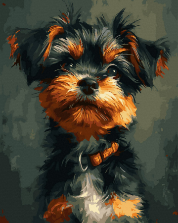 Picturi pe numere - Set pictura pe numere, cu sasiu, Yorkshire Terrier, 40x50 cm