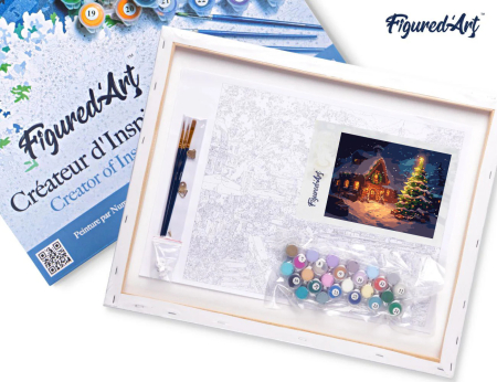 Set pictura pe numere, cu sasiu, Cabana de Craciun, 40x50 cm [6]