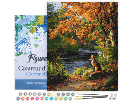 Set pictura pe numere, cu sasiu,  Vulpe langa rau, 40x50 cm [1]