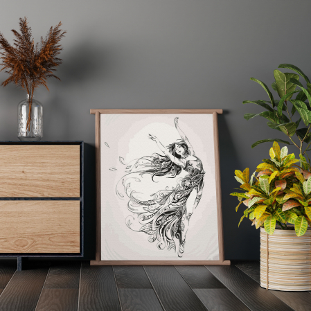 Set pictura pe numere, cu sasiu, Fata dansand, 40x50 cm [3]